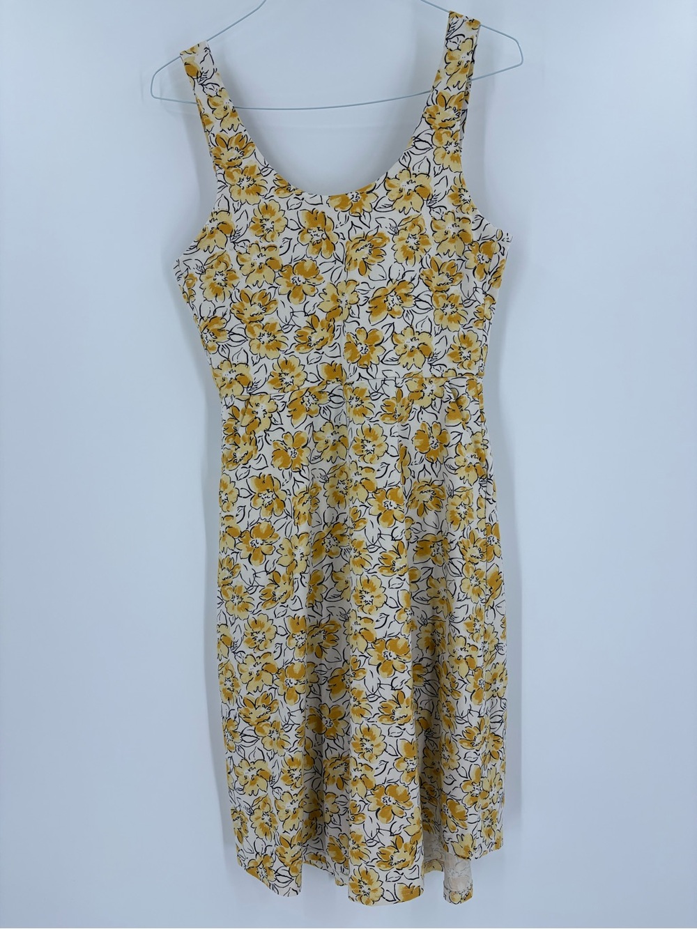 Pact Reverie Jolene Yellow Floral Organic Cotton Tie Back Summer Dress Size M